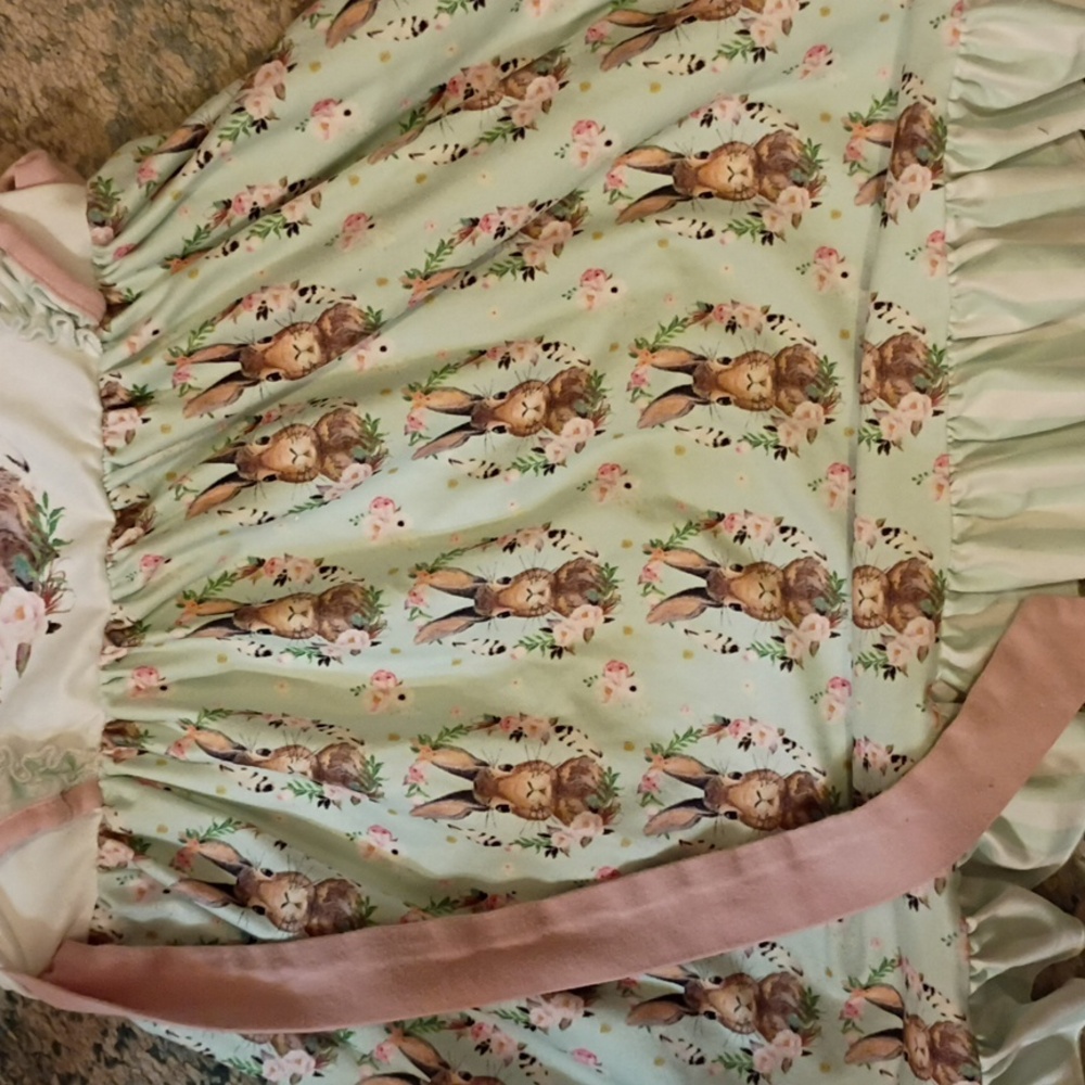 Mint Green Bunny Print Dress - Picture 4 of 4